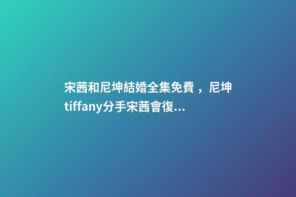 宋茜和尼坤結婚全集免費，尼坤tiffany分手宋茜會復合嗎